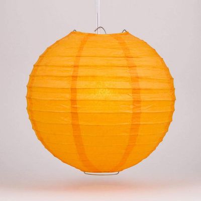Quasimoon PaperLanternStore.com 10 Inch Orange Even Ribbing Round Paper Lantern (10 Pack)