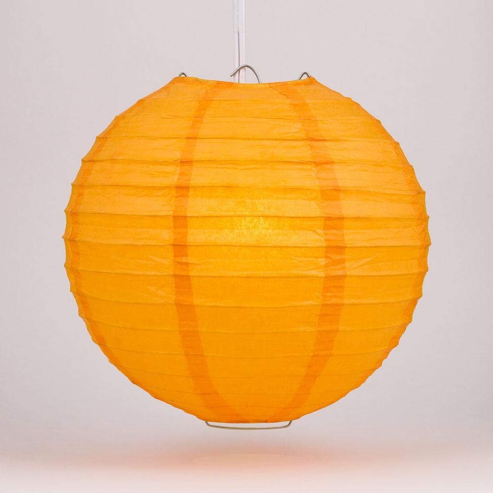 Quasimoon PaperLanternStore.com 10 Inch Orange Even Ribbing Round Paper Lantern (10 Pack)