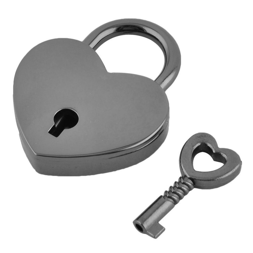 uxcell Metal Heart Shaped Drawer Suitcase Security Lock Padlock Black