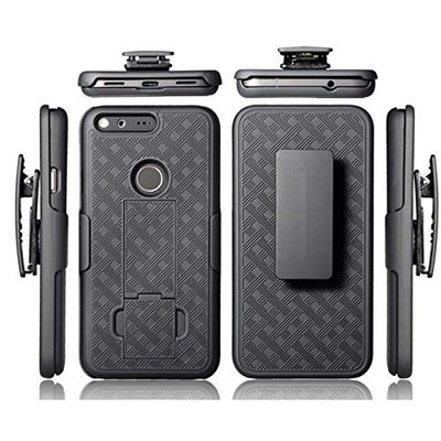 Hard Shell Combo Case Defender Carrying Holster Belt Clip Cover Kickstand Black for Verizon Google Pixel