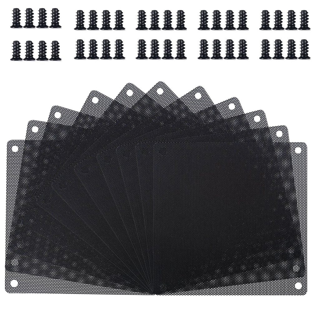 EBOOT 120 mm PC Fan Filters Dust Filter Computer Fan Filter Cooler PVC Black Dustproof Case Cover Computer Mesh 10 Packs with 40 Pieces of Screws