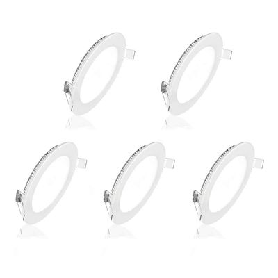 POCKETMAN 5 Pack Round 12W 6-inch Flat LED Recessed Panel Ceiling Light,850lumens,Cool White,AC85-265V,for Home, Office, Commercial Lighting