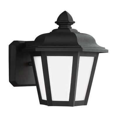 Generation Lighting 89822-12 Brentwood Outdoor Wall Sconce, 1-Light 60 Watts, Black, 10.25 Inch Height, 7 Inch Wide, Die Cast Aluminum Construction, Smooth White Glass Panels