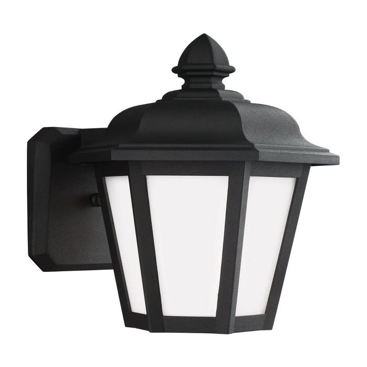 Generation Lighting 89822-12 Brentwood Outdoor Wall Sconce, 1-Light 60 Watts, Black, 10.25 Inch Height, 7 Inch Wide, Die Cast Aluminum Construction, Smooth White Glass Panels
