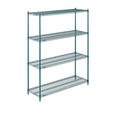 Nexel Poly-Green Adjustable Wire Shelving Unit, 4 Tier, Heavy Duty Commerical Storage Organizer Wire Rack, 18" x 54" x 74", Green