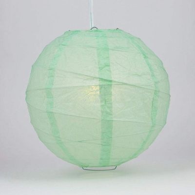 PaperLanternStore.com 8 Inch Cool Mint Irregular Ribbed Paper Lantern (10 PACK)