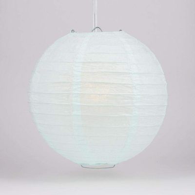 Quasimoon PaperLanternStore.com 12 Inch Artic Blue Even Ribbing Round Paper Lantern (10 Pack)