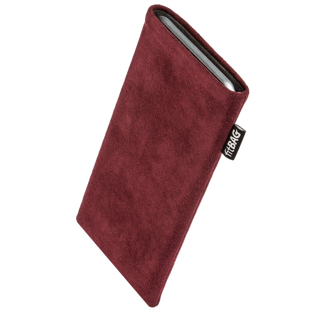 fitBAG Classic Burgundy Custom Tailored Sleeve for LeEco Le Pro 3. Genuine Alcantara Pouch with Integrated Microfibre Lining for Display Cleaning