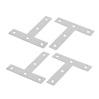uxcell 4pcs 80mmx80mmx1mm Flat T Shaped Corner Brace Repair Plates
