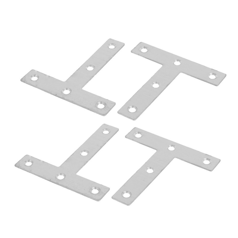 uxcell 4pcs 80mmx80mmx1mm Flat T Shaped Corner Brace Repair Plates