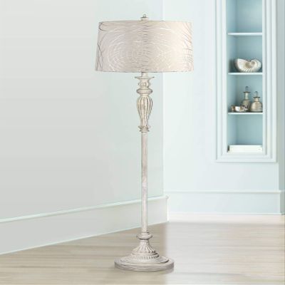 Regency Hill Vintage Chic 60" Tall Floor Lamp with Silver Circles Shade