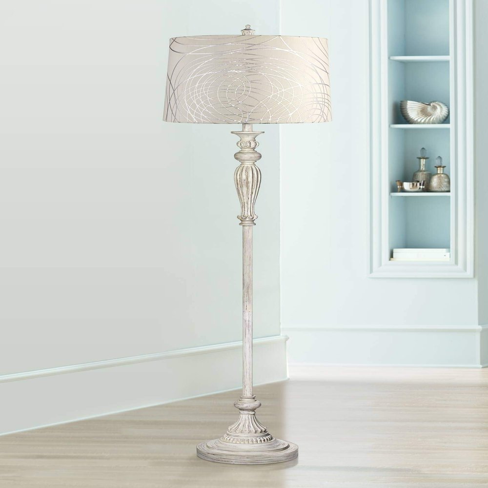 Regency Hill Vintage Chic 60" Tall Floor Lamp with Silver Circles Shade