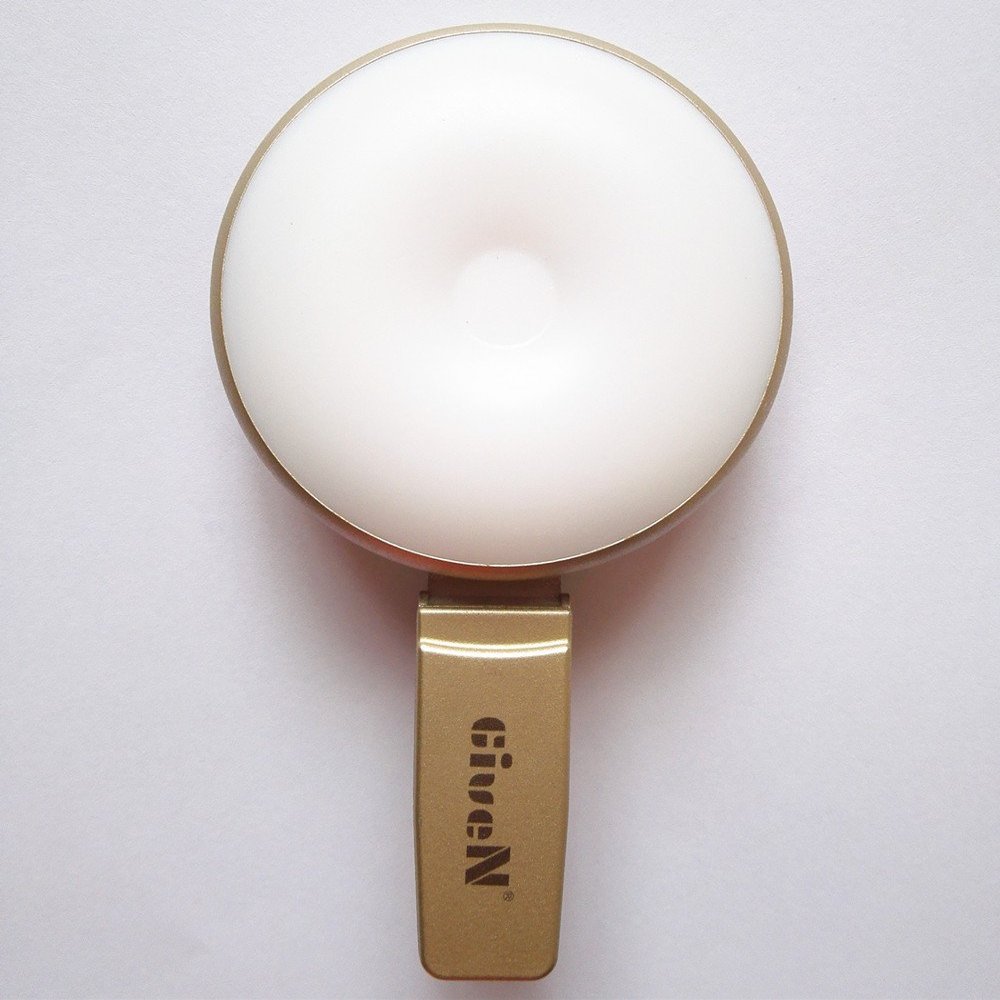 LittleDaisy Clip to The Device Round Portable Mini Spot Self Fill Light Spotlight Flash Night Using For Any Cell Phone Tablets Apple iPhone 6 plus/6s/6/6Plus/5s/5 (NO Install Any APP) (Golden)