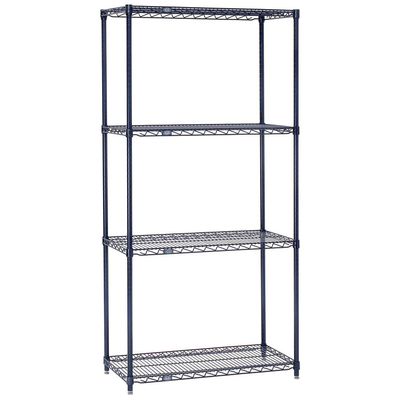 Nexelon Wire Shelving, Blue Epoxy, 36" W X 18" D X 54" H