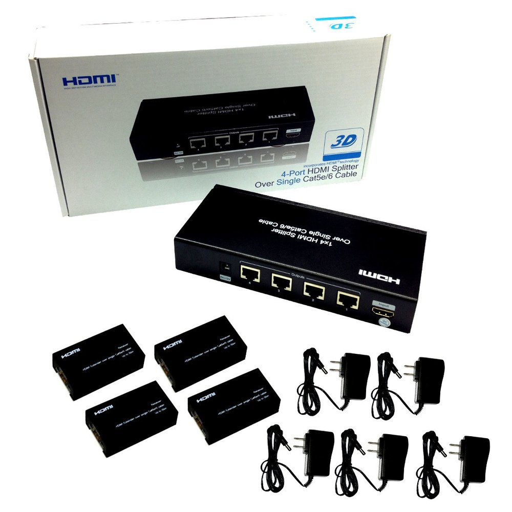 1x4 HDMI Splitter & Extender Over Single CAT5e/6 - Complete Solution Kit
