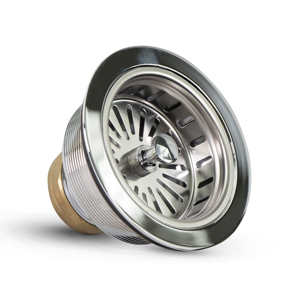 Highcraft Heavy Duty Kitchen Sink Drain Assembly 3-1/2 Inch Stainless Steel Strainer Basket & Stopper, Standard Sink Drain