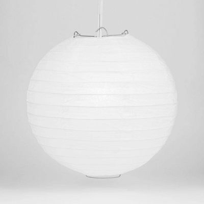 PaperLanternStore.com 10 Inch White Even Ribbing Round Paper Lantern (10 Pack)