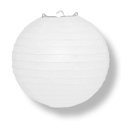 Quasimoon PaperLanternStore Decorative Paper Lanterns - (100 Piece Set, 16-Inch, White, Even Ribbing) Round Paper Lantern - Ideal Wedding and Party Decor or Home Accent, Lighting Optional