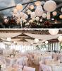 Quasimoon PaperLanternStore Decorative Paper Lanterns - (100 Piece Set, 16-Inch, White, Even Ribbing) Round Paper Lantern - Ideal Wedding and Party Decor or Home Accent, Lighting Optional view 4