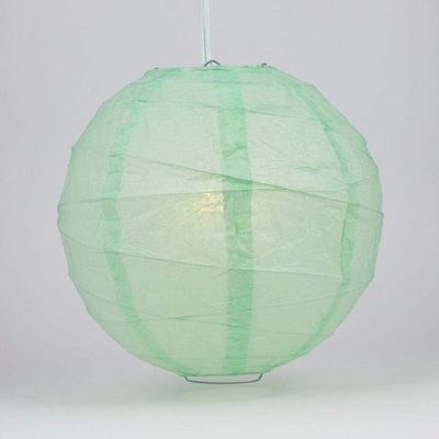 PaperLanternStore.com 12 Inch Cool Mint Irregular Ribbed Paper Lantern (10 PACK)