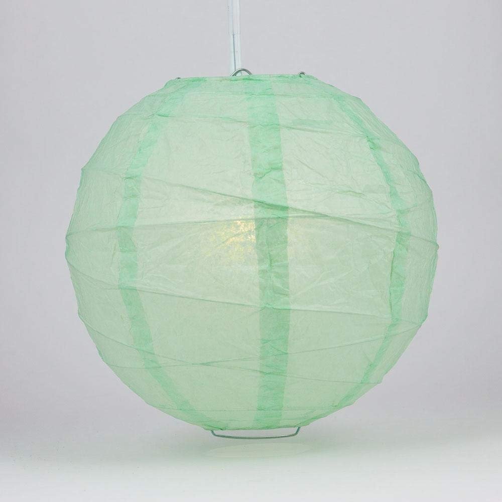PaperLanternStore.com 12 Inch Cool Mint Irregular Ribbed Paper Lantern (10 PACK)