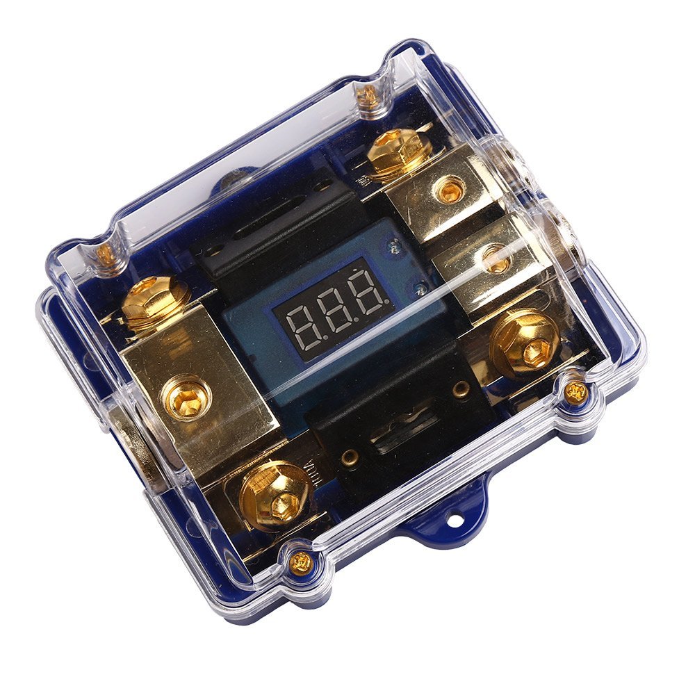 Car Audio Digital Indicator with Super Bright Blue LED 0 2 4 Gauge Fuse Holder
