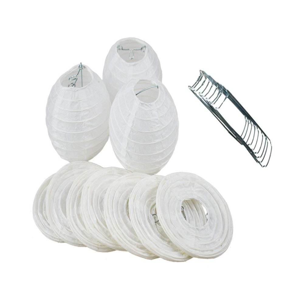 PaperLanternStore.com BULK CASE 4 Inch White Round Paper Lantern, Hanging Decorations, Even Ribbing, Hanging Decoration (100 PACK)