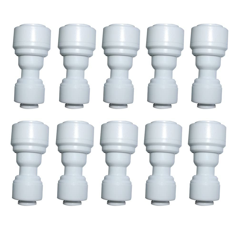 YZMSZ Reducing Straight Union 3/8" to 1/4" Quick Connector fittings RO Water Filters set of 10