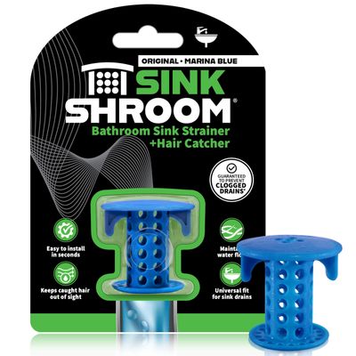 SinkShroom SSBLU988 Sink Drain Protector Hair Catcher/Strainer/Snare, Blue