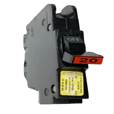 1- Federal Pacific Circuit Breaker, NC20 1-Pole 20-Amp Thin Series NC 020 (OUT OF FACTORY CARTON) FPE, MAY BE RED OR BLACK HANDLE