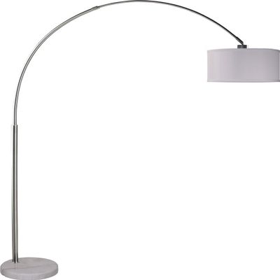 SH Lighting 6938WH Brush Steel Adjustable Arching Floor Lamp with Marble Base, 81" x 40" x 8.6", White