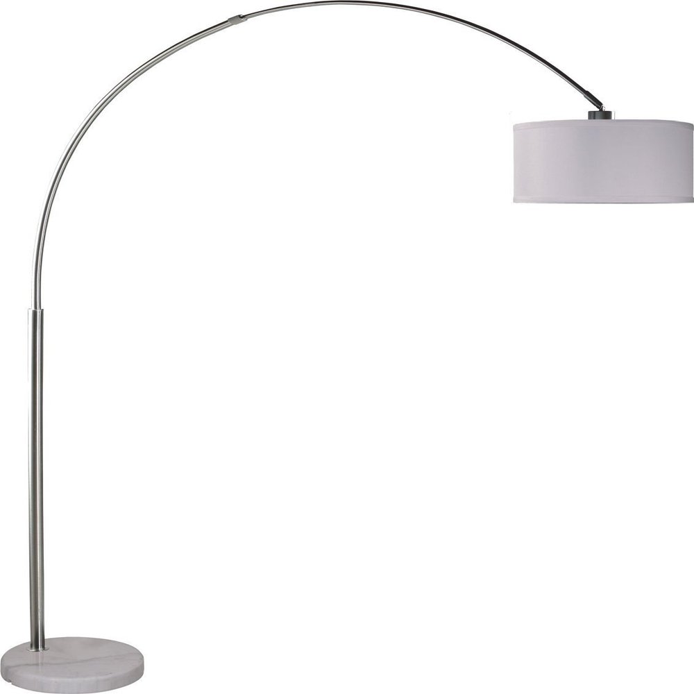 SH Lighting 6938WH Brush Steel Adjustable Arching Floor Lamp with Marble Base, 81" x 40" x 8.6", White