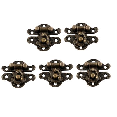 uxcell Vintage Style Box Latch Case Hasp Pad Chest Lock Hook Hinge 5pcs Bronze Tone