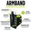 Sprigs Phone Armband for Running, Stretch Sleeve Arm Holder for iPhone 17, Samsung Galaxy S26 & Google Pixel 11, Fits Smartphones with Case for Jogging & Walking - Black/HiViz, Medium view 3