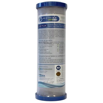 KX 01-250-10-GREEN | 10" CTO PLUS Carbon Block Water Filters for Chlorine, Taste, Odor & VOC reduction | KX MatriKX Powered by GREENBLOCK | Replaces 01-250-125-975