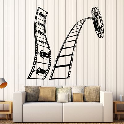 DesignToRefine Vinyl Wall Decal Bobbin Filmstrip Movie Cinema Actor Charlie Chaplin Stickers Large Decor (770ig) Burgundy