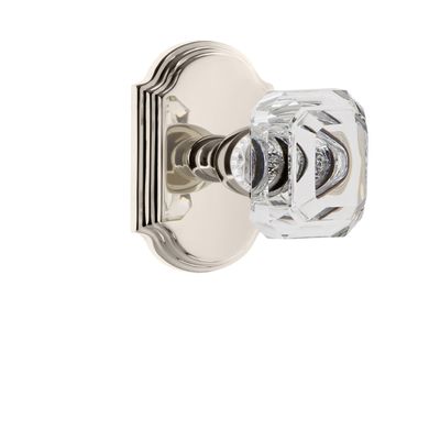 Grandeur 828034 Arc Plate Dummy with Baguette Crystal Knob in Polished Nickel