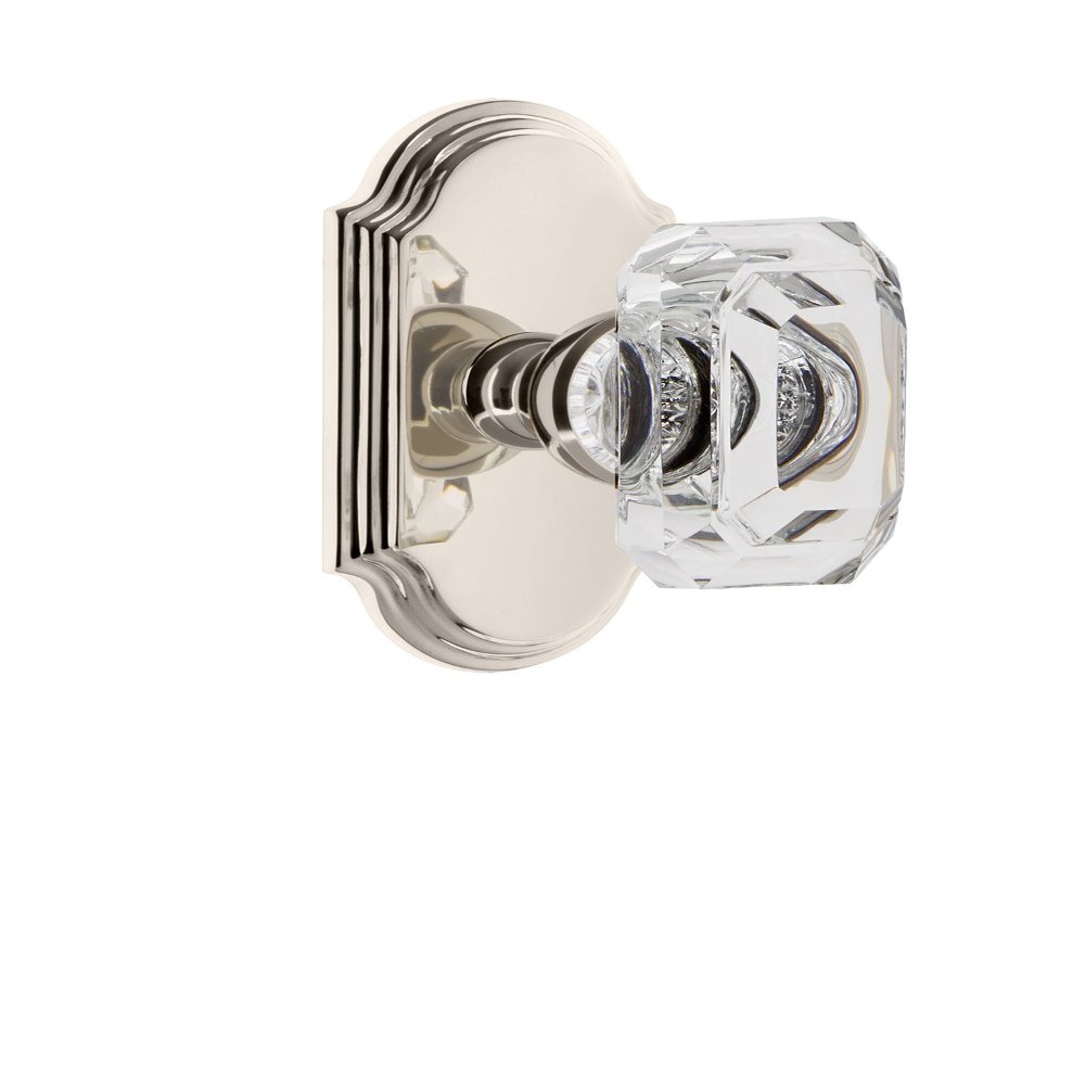 Grandeur 828034 Arc Plate Dummy with Baguette Crystal Knob in Polished Nickel