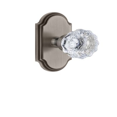 Grandeur 821787 Arc Plate Privacy with Fontainebleau Crystal Knob in Antique Pewter, 2.375