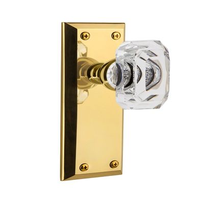 Grandeur 828074 Fifth Avenue Plate Dummy with Baguette Crystal Knob in Polished Brass