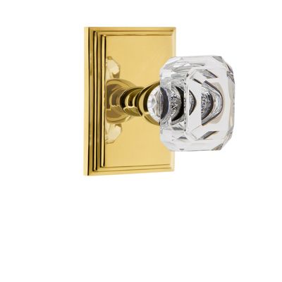 Grandeur 827744 Carre Plate Passage with Baguette Crystal Knob in Lifetime Brass, 2.375