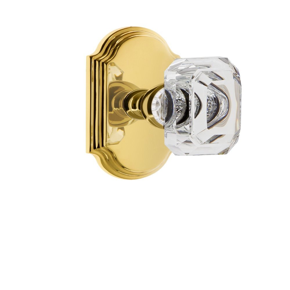 Grandeur 827716 Arc Plate Passage with Baguette Crystal Knob in Lifetime Brass, 2.75