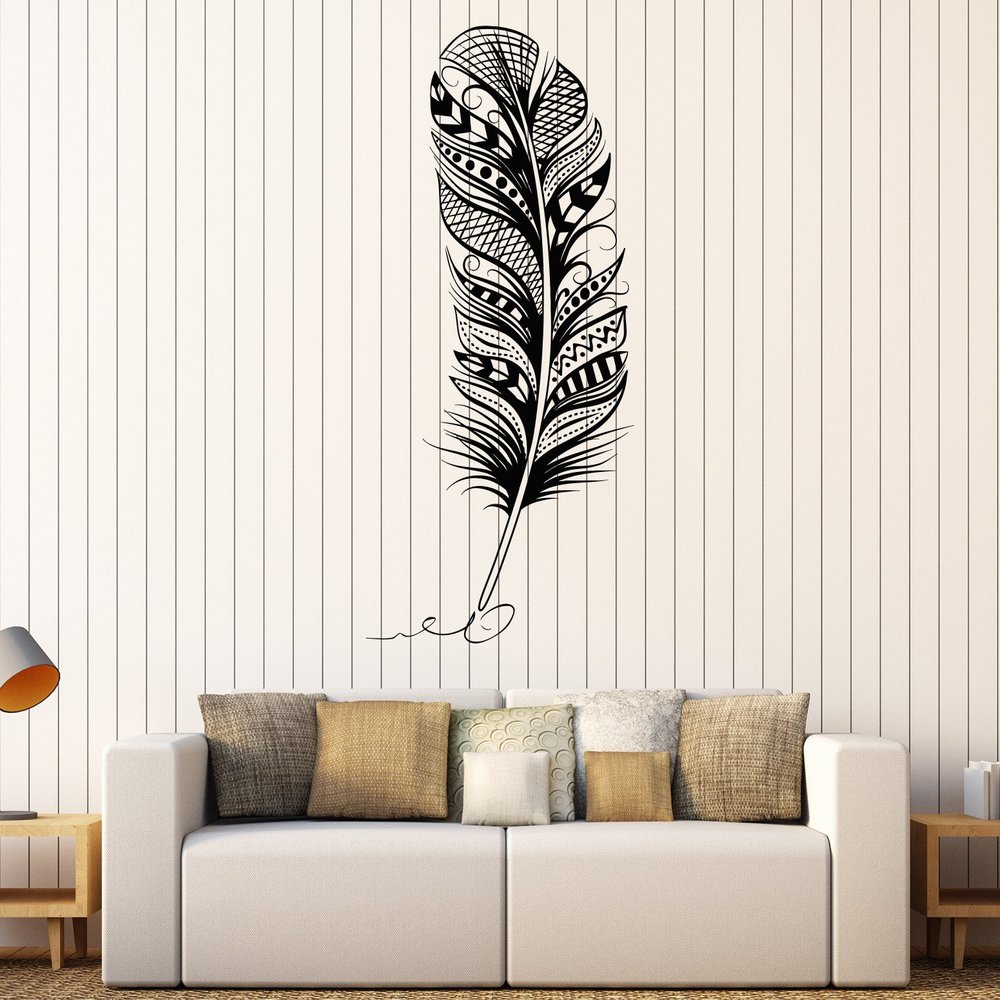 DesignToRefine Vinyl Wall Decal Feather Pen Writer Cabinet Design Stickers Large Decor (815ig) Gold Metallic