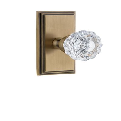 Grandeur 825726 Carre Plate Privacy with Versailles Crystal Knob in Vintage Brass, Privacy - 2.75