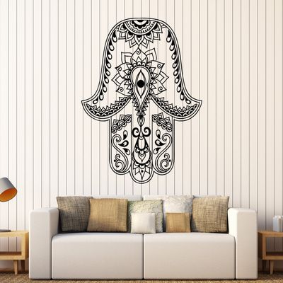 Vinyl Wall Decal God's Hand Hamsa Amulet Judaism Stickers Large Decor (834ig) Lime Green