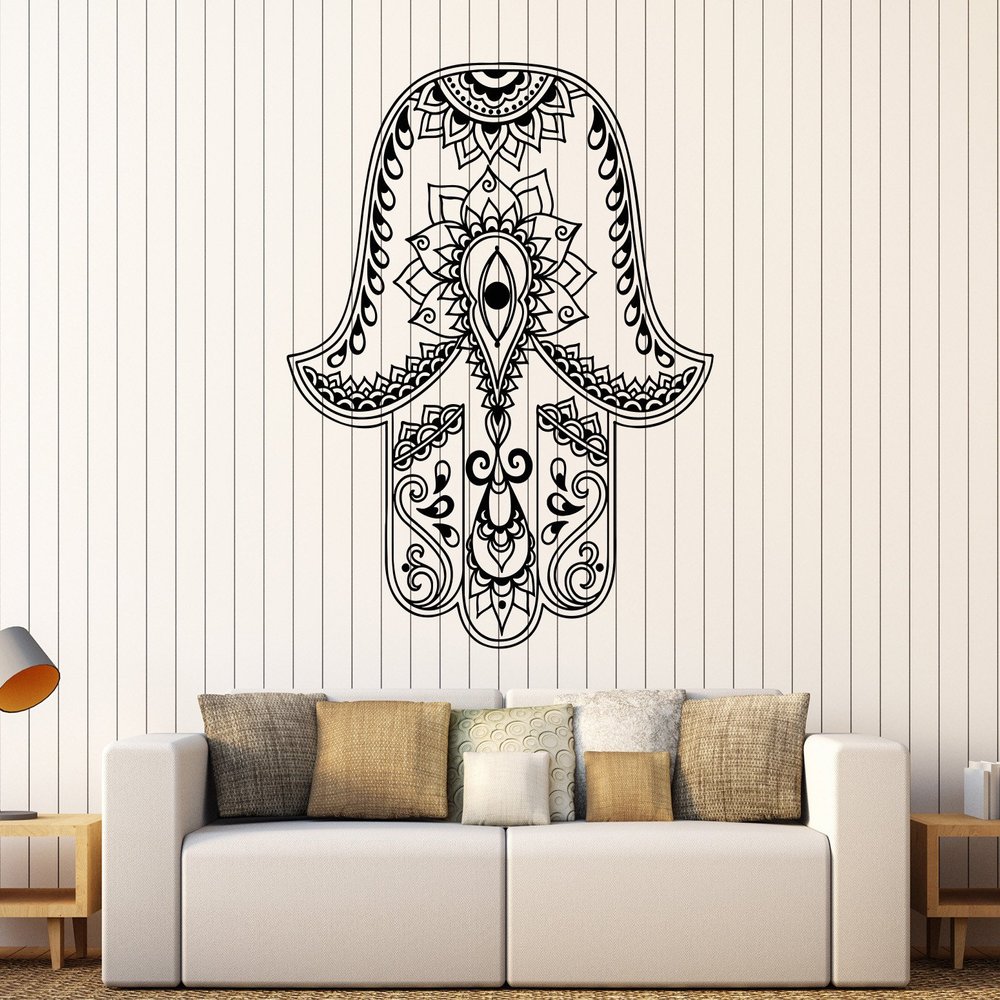 Vinyl Wall Decal God's Hand Hamsa Amulet Judaism Stickers Large Decor (834ig) Lime Green