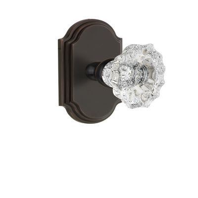 Grandeur 821189 Arc Plate Privacy with Biarritz Crystal Knob in Timeless Bronze, 2.75