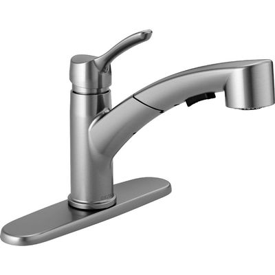 Delta Faucet Collins Single-Handle Kitchen Sink Faucet with Pull Out Sprayer and Magnetic Docking Spray Head, Arctic Stainless 4140-AR-DST