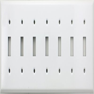 Stamped Steel Smooth White 7 Gang Wall Plate - 7 Standard Toggle Switches