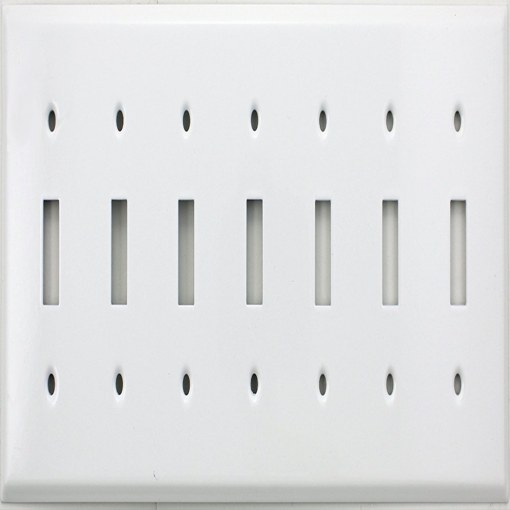 Stamped Steel Smooth White 7 Gang Wall Plate - 7 Standard Toggle Switches